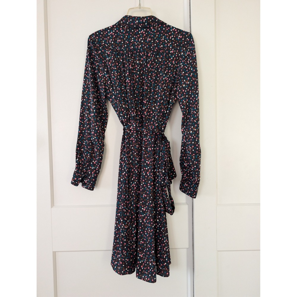 Diane von Furstenberg Silk Black Confetti Polka Dot Shirt Dress Multi Size S - Picture 5 of 5
